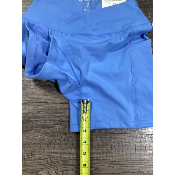 Blogilates Womens Blue Crossover Crunch Biker Shorts Size S Gymwear Athletic NWT - Picture 6 of 8